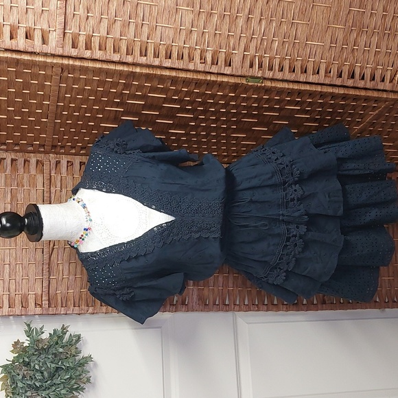 Chelsea & Violet Navy Blue Eyelet Dress Large - Picture 8 of 10